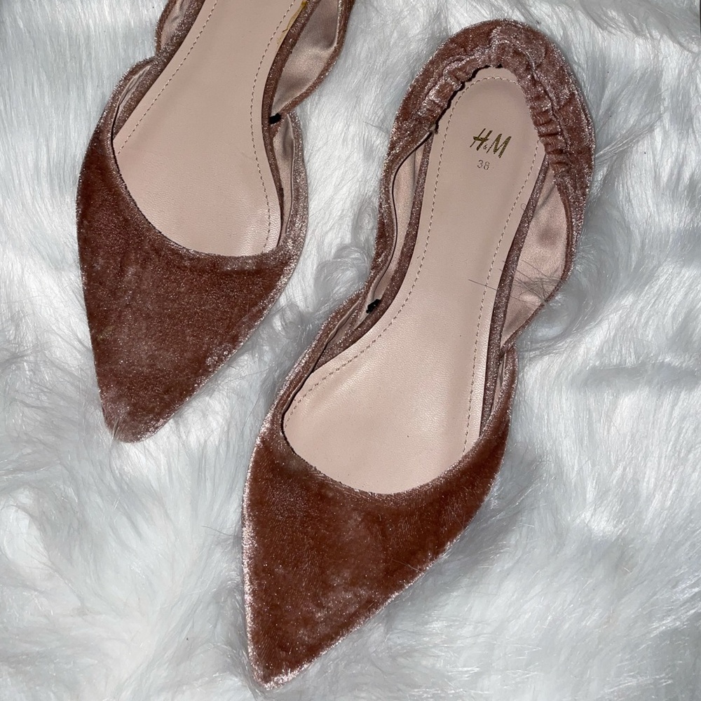 COPY - H&M Pink Velvet Flat Pointy Shoes